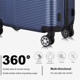 thumbnail image 5 of 3 Piece Luggage with TSA Lock ABS, Lightweight Suitcase with Hooks, Spinner Wheels Cross 20"24"28" Dark Blue, 5 of 5
