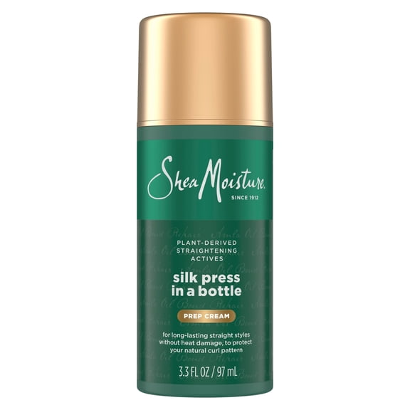 SheaMoisture Silk Press Prep Cream with Plant-Derived Straightening Actives, Alma Oil & Hydroplex Technology Provides Heat Protection While Helping to Preserve Natural Curl Pattern, 3.3 fl oz