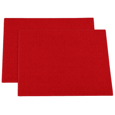 2 Pack Red Dish Drying Mat 20" x 15" Absorbent Kitchen Counter Dry Pad for Dish Rack Glassware Bottles by Dependable Industries
