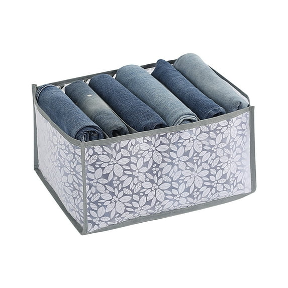 VerPetridure Foldable Printing Mesh Underwear Shirt Leggings Jeans Sub-Drawer Storage Box Large 6 Grid Grey Foldable Printed Mesh Underwear Shirt Leggings Jeans Drawer Storage Box