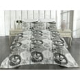 thumbnail image 2 of Ambesonne Poppy Pattern Quilted Bedspread Set 3 Pcs, Grunge Dreamy Flowers, Twin, Charcoal Grey Coconut, 2 of 4