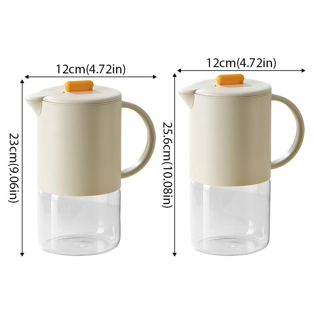 Borosilicate Glass Pitcher with Lid, Thermal Shock Resistant Glass Jug with Plastic Shell, for Iced Tea, Juice, Infused Water