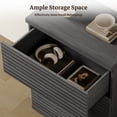 thumbnail image 5 of SICOTAS 4-Piece Modern Bedroom Furniture Set-51.8"W Horizontal Fluted 6 Drawer Dresser, 3-Drawer Nightstand Sets of 2 with Vertical Fluted Drawer in Black Alder, 5 of 10