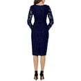 thumbnail image 2 of XSCAPE Womens Navy Soutache Long Sleeve Crew Neck Knee Length Evening Body Con Dress 12, 2 of 2