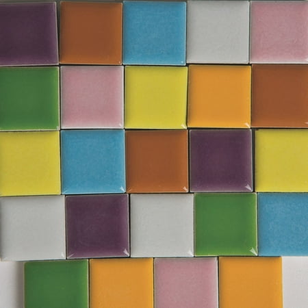 S&s Worldwide Assorted Porcelain Mosaic Tiles for Crafts, Square shaped colorful Stained Ceramic Pieces, Glazed Craft Tiles, DIY Art Projects, Indoor