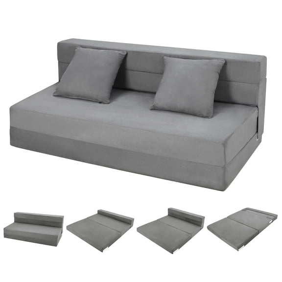 Accreate Modern Foldable Sofa Bed with Pillows, Memory Foam Convertible Futon Floor Couch, Perfect for Guest Room or Office