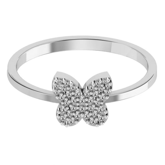 Butterfly Design Diamond Ring, Pave Set Diamond Engagement Ring, Delicate Insect Ring, 925 Sterling Silver, 1.6 Ct Simulated Diamond, Women's Ring For Special Occasion