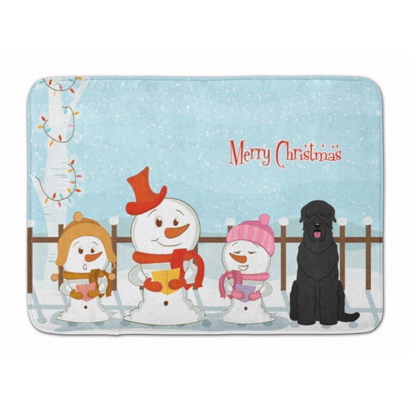 Merry Christmas Black Russian Terrier Machine Washable Memory Foam Mat