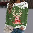 thumbnail image 2 of Fiaer Crewneck Sweatshirts Womens Christmas Deer Graphic Funny Xmas Plus Size Baggy Trendy Long Sleeve Pullover Tops Green S, 2 of 4