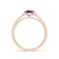 thumbnail image 2 of ANGARA Natural Round Amethyst Cathedral Ring with Diamond Halo in 14K Rose Gold for Women (Size-6mm) | February Birthstone, Birthday, Anniversary, Jewelry Gift for Women | Natural Amethyst Ring, 2 of 8