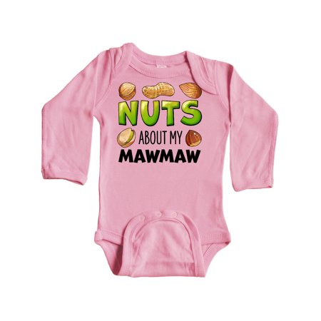 

Inktastic Nuts About My Mawmaw Peanut Almond Pistachio Gift Baby Boy or Baby Girl Long Sleeve Bodysuit