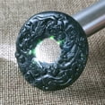 thumbnail image 3 of Jade pendant, made of black ink jade with openwork snake pattern, translucent green under light, magnetic jade., 3 of 4