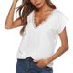 thumbnail image 4 of Blusa informal de manga corta con escote en V y costura de encaje para mujer Fridja  bn5786, 4 of 9