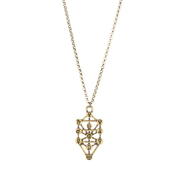 Collar con colgante de árbol de la vida de Kabbalah de estilo retro para mujer dorado Oro jinwen Colgante de encanto