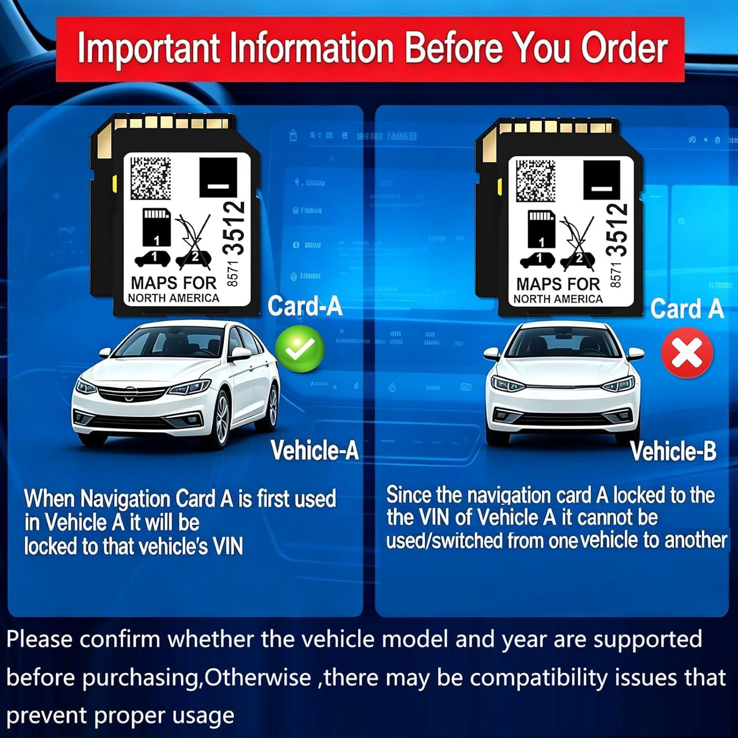 2025 Navigation SD Card Update Latest Map for 2019-2023 GM Vehicles with Buick,Cadillac, Chevrolet,GMC,Part 8571 3512 USA/CAN/MEX,10 Year After-Sales Service