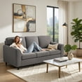 thumbnail image 3 of Hommoo Teddy Velvet 3-Seater Sofa, Upholstered Living Room Couch with Ergonomic Support, Machine-Washable Cushions & Sturdy Rubber Wood Legs, Gray, 3 of 7