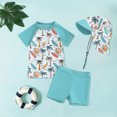 thumbnail image 2 of Akiihool Boys' Swimwear Boys Swim Set – UPF50+ Rashguard, Trunks with Drawstring & Cap, 4-Way Stretch, Quick Dry, Sublimated, for Beach/Pool (Mint Green,7-8 Years), 2 of 4
