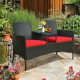 thumbnail image 1 of Gymax Ensemble de Conversation pour Patio en Rotin Osier Breveté avec Causeuse, Table, Coussin Rouge, 1 of 10
