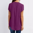thumbnail image 4 of Husipze Summer Tops for Women Short Sleeve Zip Dressy Casual Tunic V-Neck Rollable Blouses Loose Soft Tee Shirt Purple 4XL on Clearance, 4 of 6