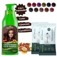 thumbnail image 2 of (3 pack) Herbishh Chestnut Brown Hair Color Shampoo for Gray Hair with Pack 2 Hair colour stain remover, Hair Dye Shampoo 3 in 1, 100% Gray Coverage, Permanent Hair Color for Men & Women, Ammonia-free, 500 ml, 2 of 14