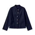 thumbnail image 5 of LUVDA Women's Corduroy Button Cardigan Fall Winter Band Collar Patch Pocket Shacket, 5 of 6