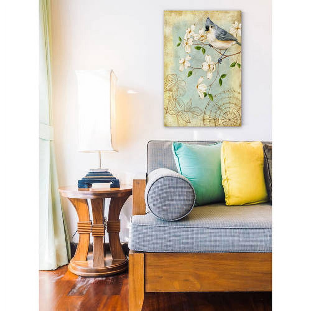Marmont Hill "Bluejay & Blooms" Painting Print on Wrapped Canvas