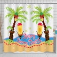 thumbnail image 1 of Whimsical Tropical Christmas Shower Curtain with Trees & Snowflakes, 1 of 4