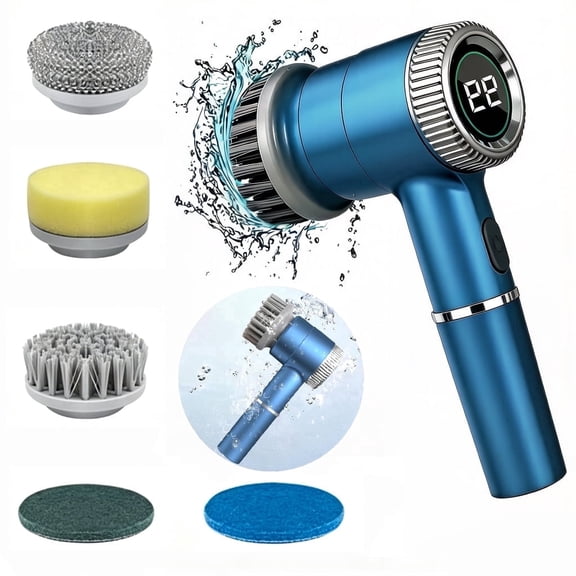 Hmhnsya Cordless Electric Spin Scrubber, Waterproof Handheld Cleaner with 5 Replacement Heads, 3 Adjustable Speeds