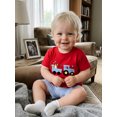 thumbnail image 4 of BemeyourBBs Toddler Baby Boy Back to School Outfit Kids Kindergarten Outfits Baby Boys Summer Clothes Short Sleeve Pencil in Truck Embroidery T Shirt Tops and Elastic Waist Plaid Shorts Set, 4 of 9