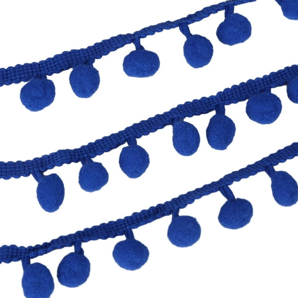 Wosthever Adorno de cinta versátil para proyectos de costura Cinta de flecos de bola con adorno de pompón de 5 yardas Encaje de bola de pompón Decoración del hogar Azul real