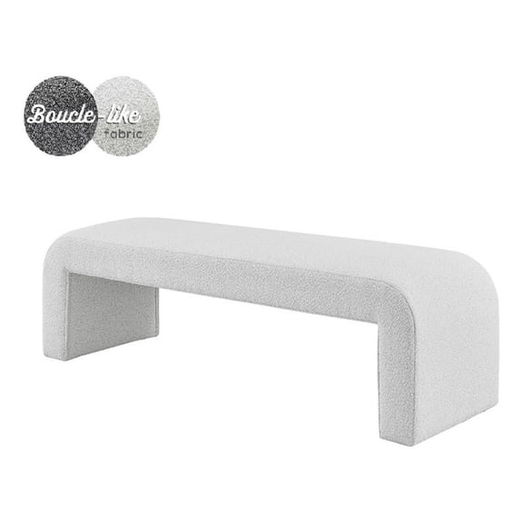 NPD Furniture Vioreen Modern Fabric Bench in Boucle Beige