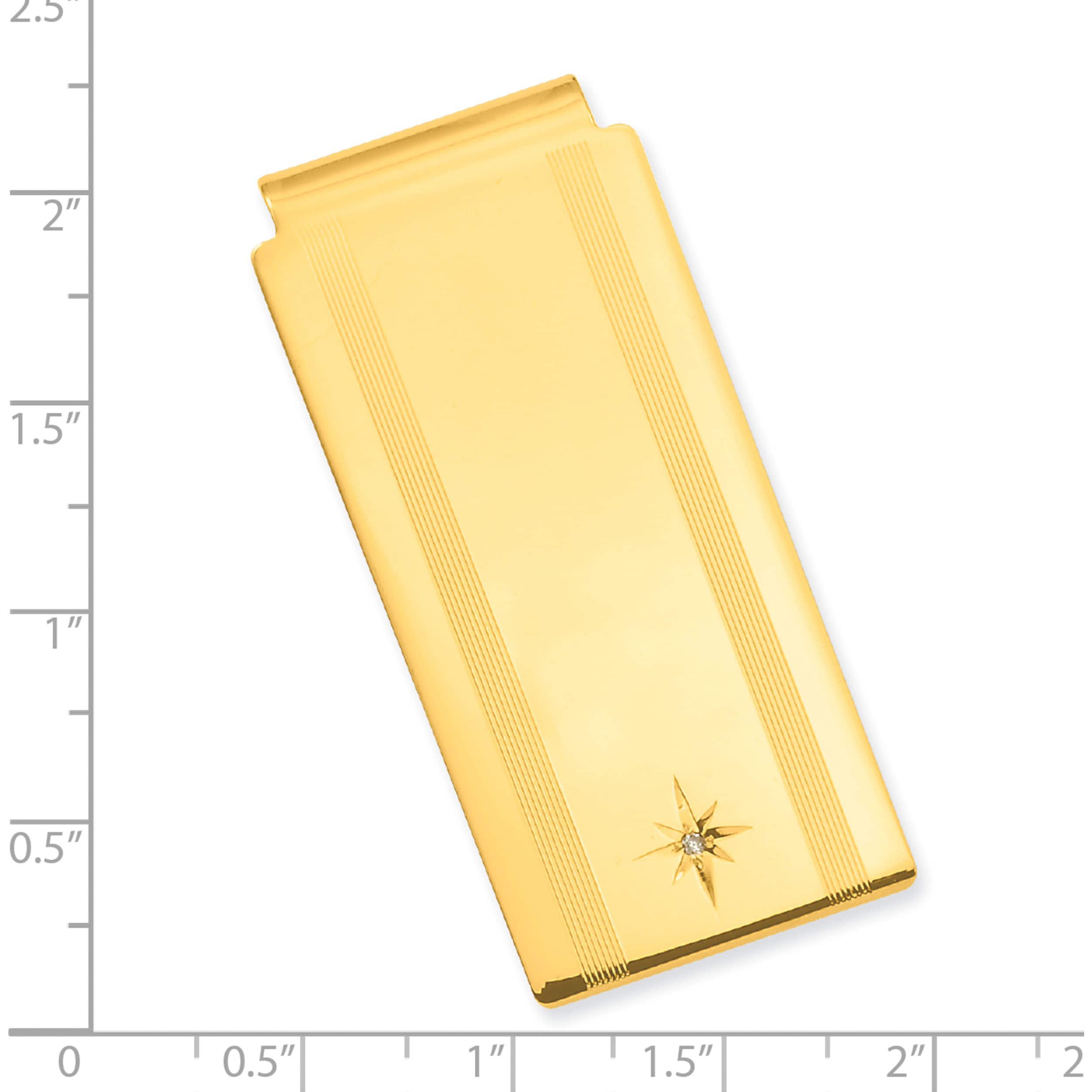 Fashion Gold-Plated Kelly Waters Star Cut .001Ct Diamond Hinged Money Clip (50 X 25) Made In United States gl8770 - image 3 of 5