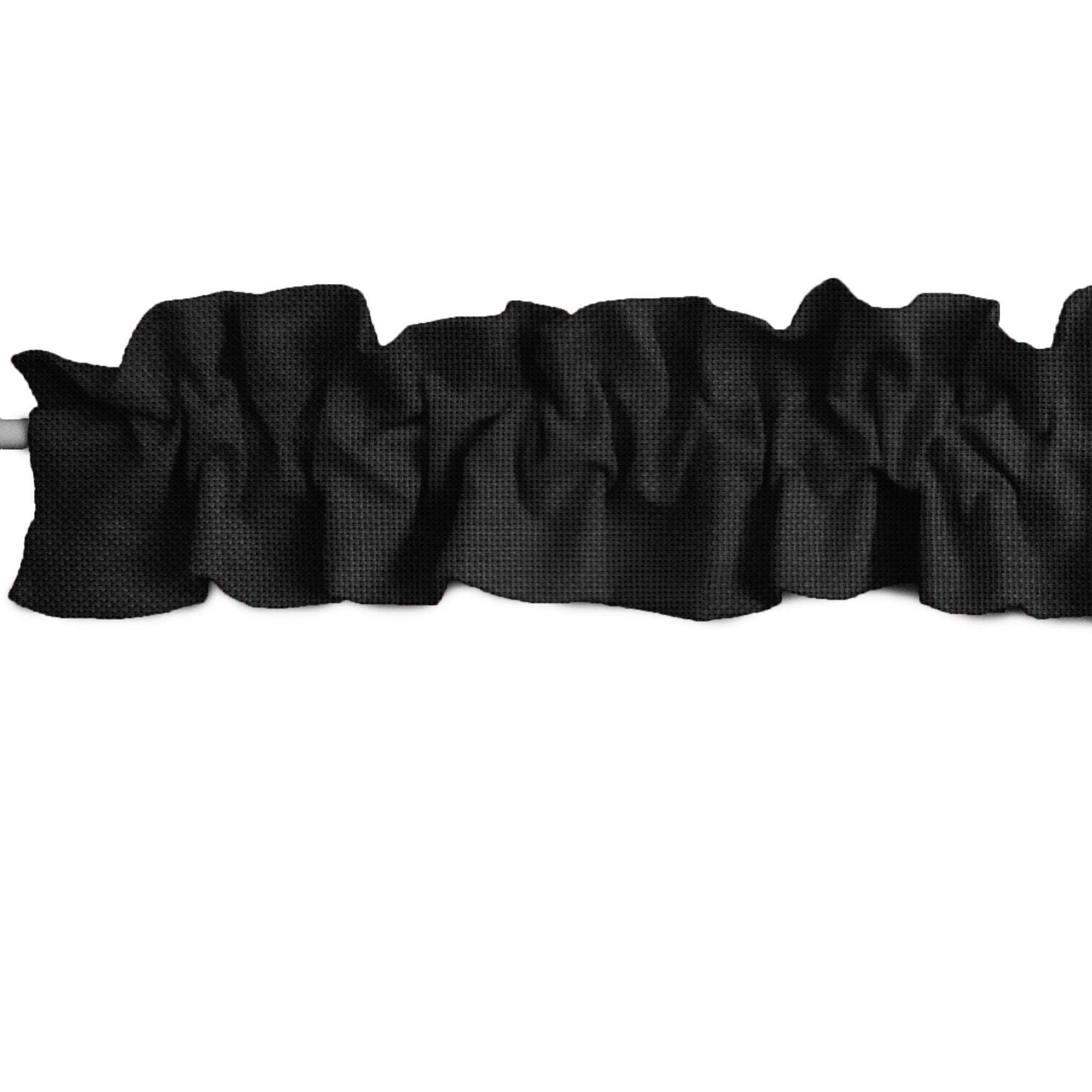Faux Burlap Texture Curtain Sleeve Topper Window Treatment with Bottom and Top Ruffle