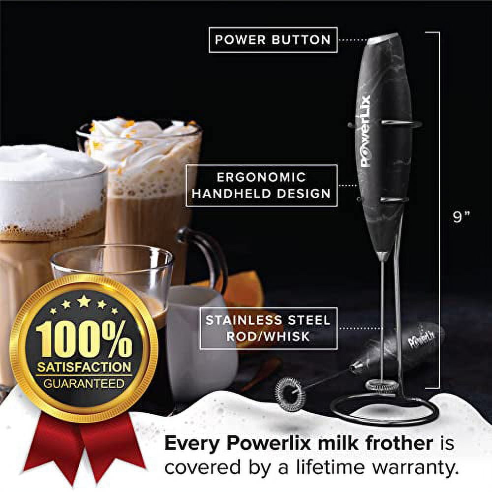 PowerLix Milk Frother Handheld Battery Operated Electric Foam Maker For  Coffee, Latte, Frappe, Matcha, Drink Mixer With Stainless Steel Double  Whisk