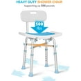OasisSpace Heavy Duty Shower Chair with Back 500lb, Padded Bath Seat
