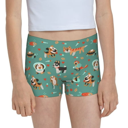 Pofeuu Veterinary Clinics Print Soft Cotton Girls Boyshort panties Toddler Underwear-Small