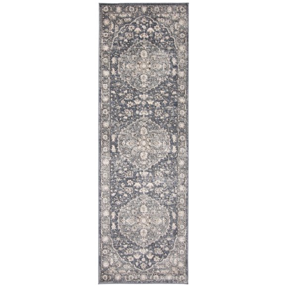Oregon Tabriz Blue/Grey Polypropylene Rug 2'7" x 8'2"
