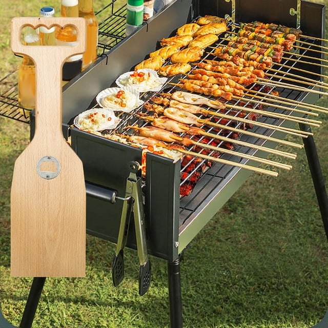 Pala de madera, herramienta de limpieza para barbacoa, accesorios para parrilla, para plancha, de parrilla hecho a mano portátil, DYNWAVEMX tornero de cocina