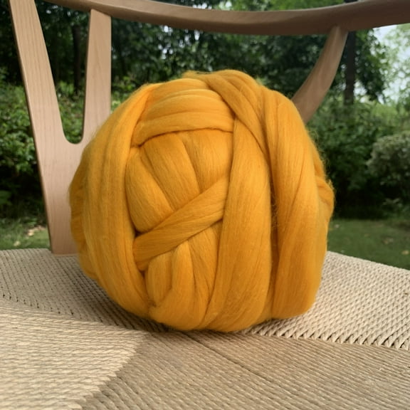 Nvzi-a 100g Wool Roving Yarn, Fiber Roving Wool Top, Wool Felting Supplies, Pure Wool, Chunky Yarn, Spinning Wool Roving for Needle Felting Wet Felting DIY Hand Spinning ,Yellow