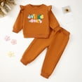 thumbnail image 2 of NOLDARES Baby Girl Clothes Toddler Girl Outfits Fall Winter Ruffle Shirt Pants Cute Infant Clothing Set for Little Girl(Yellow,12-18 M), 2 of 4