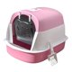 thumbnail image 1 of Caja de arena para gatos con capucha, bandeja de arena para gatos con capucha, inodoro para gatos completamente cerrado, orinal portátil y desmontable rosa, 1 of 10