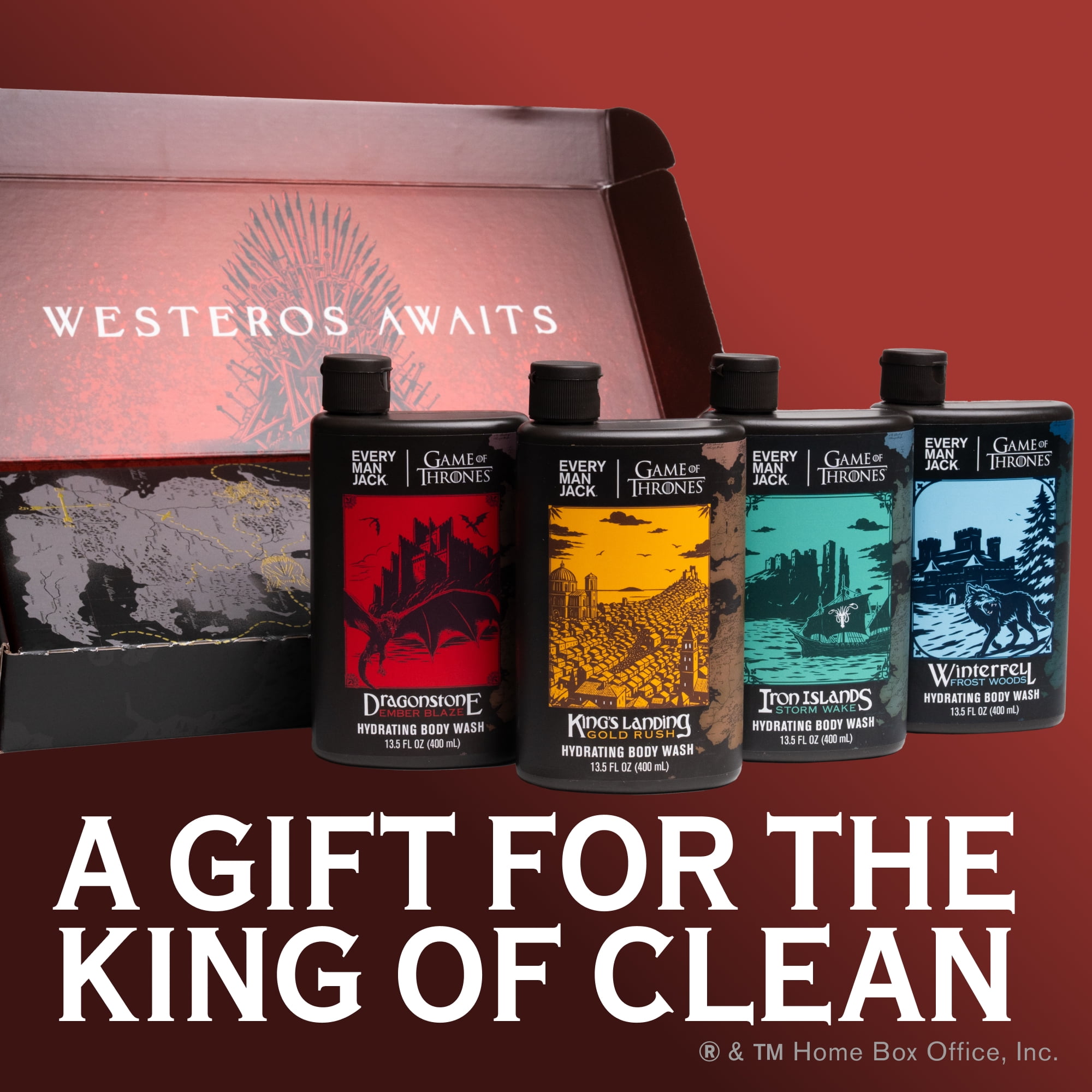 Every Man Jack Game of Thrones Collectors Body Wash Gift Set - Includes 4 Body Washes with Clean Ingredients & Westeros Inspired Scents