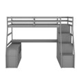 thumbnail image 5 of Bellemave Twin Size Loft Bed with Stairs and Desk, Wooden High Loft Beds Frame with 7 Storage Drawers and 2 Shelves for Kids Teens Adults (Gray), 5 of 9