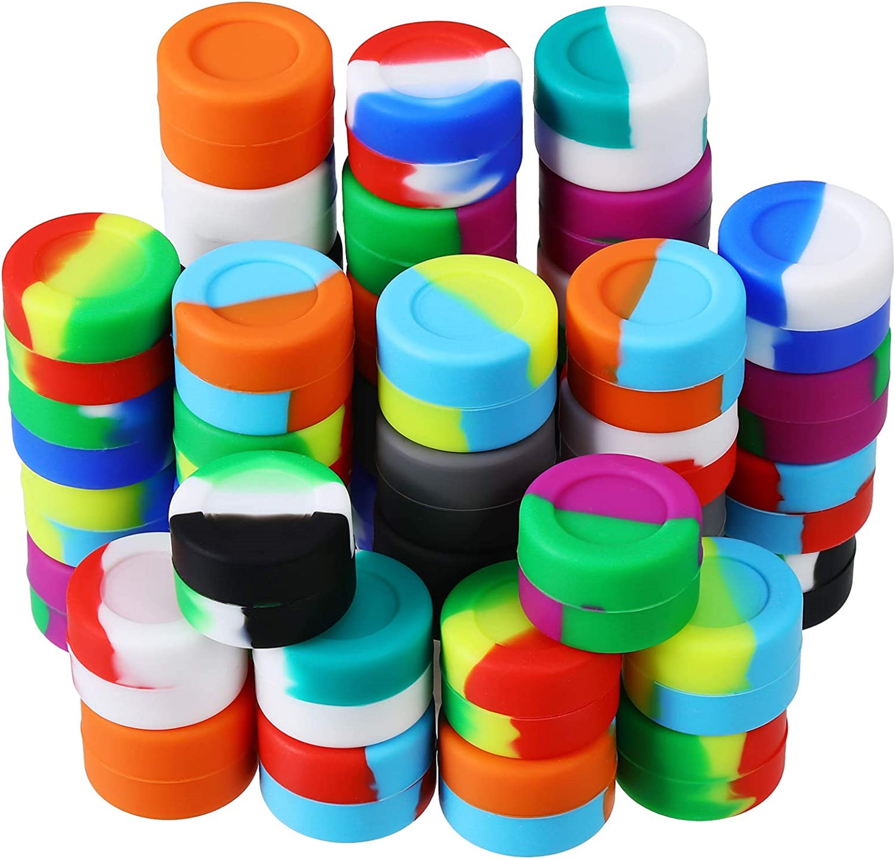 3ml Silicone Container Mixed Color Case Storage Non-Stick Round Jar 100pcs