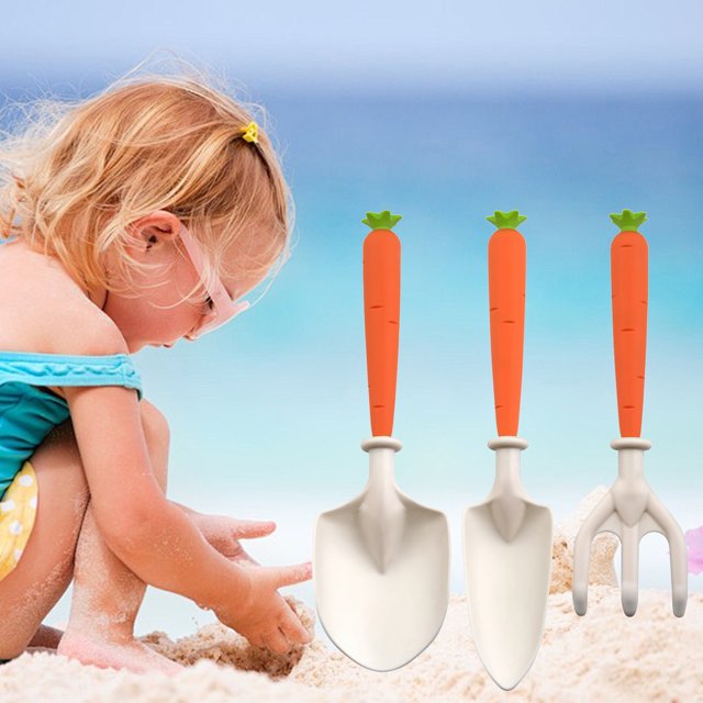 YAOMOBB Lightweight Kids Garden Tools Kids Gardening Tools Lightweight Mini Hand Tool Carrot Corn Handle Garden Tools for Loose Soil Digging Planting Beach 3Pcs/Set