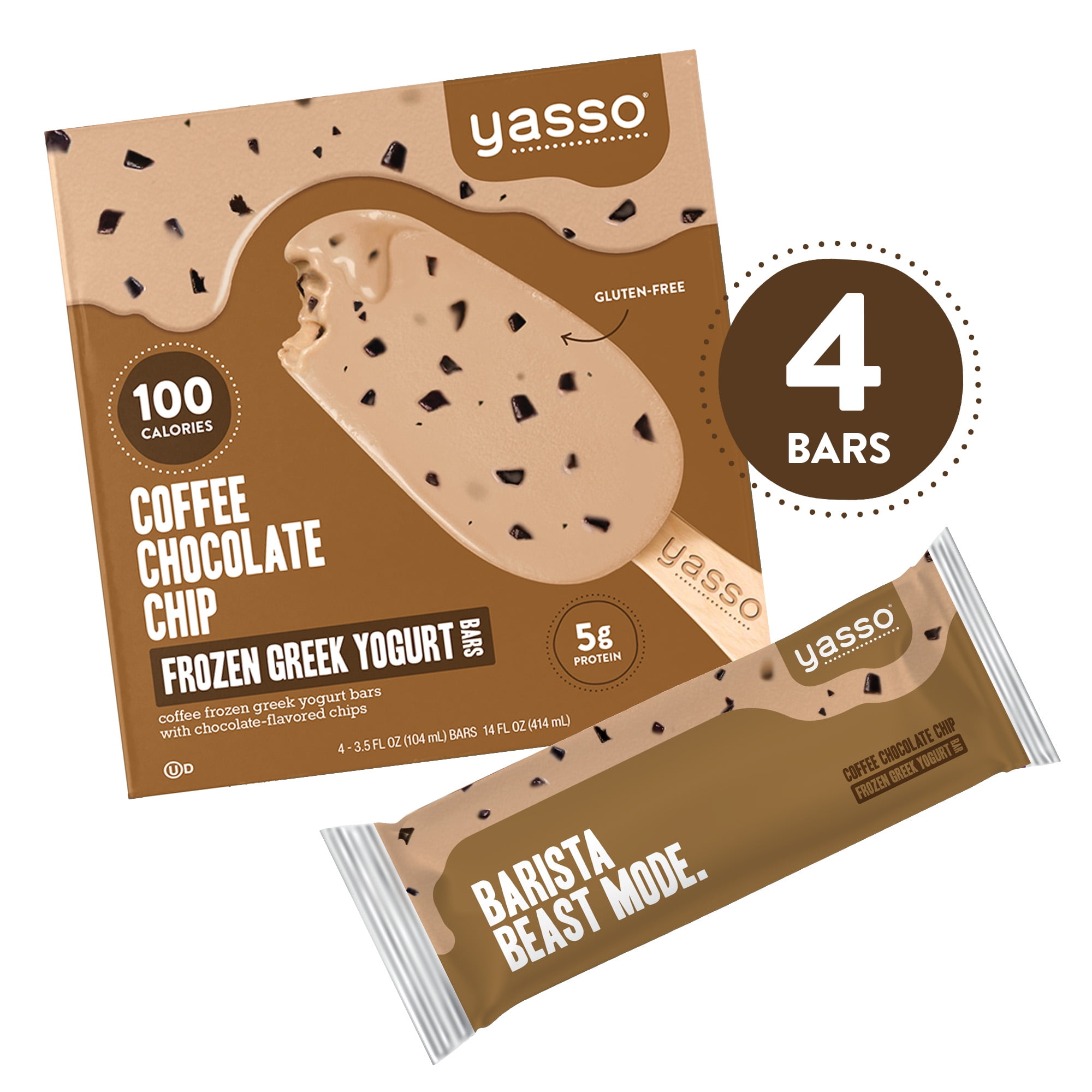 Yasso Frozen Greek Yogurt Coffee Chocolate Chip Bars 4 Count Yasso Frozen Greek Yogurt Coffee Chocolate Chip Bars 4 Count