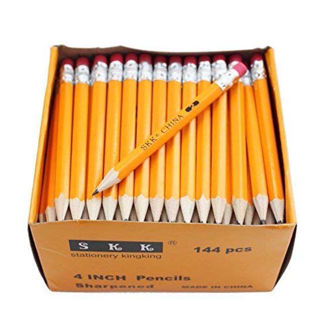 SKKSTATIONERY Half Pencils with Eraser Tops, Golf, Classroom, Pew - #2 HB, Hexagon, Pre-sharpened, 144/Box.