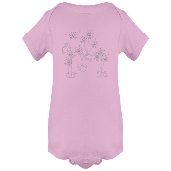 Bunnies Flying On Dandelions Bodysuit Infant -Image by Shutterstock, 6 Months
