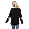 thumbnail image 4 of Womens Long Sleeve Shirts Color Block Casual Crewneck Tops Tshirt Basic Tee Fall Fashion Clothes Trendy Outfits 02-Black L, 4 of 5