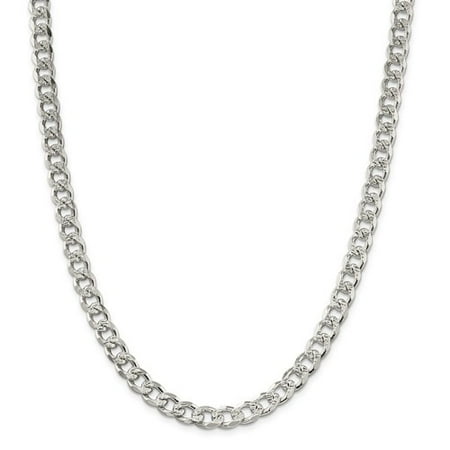 Sterling Silver 8in 8mm Pave Men's Curb Chain Bracelet